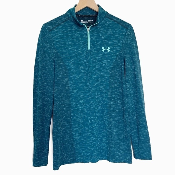 Under Armour Womens Pullover 1/4 Zip Blue Green Lightweight‎ Athletic - Picture 1 of 6